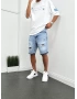 Buz Mavi Yırtık Detaylı Denim Şort
