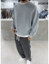 Gri Yıkamalı Bisiklet Yaka Oversize Sweatshirt
