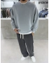 Gri Yıkamalı Bisiklet Yaka Oversize Sweatshirt