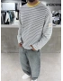 Gri Çizgili Young Oversize Sweatshirt