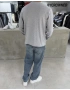 Gri Likralı Basic Sweat