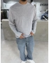Gri Likralı Basic Sweat