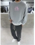 Gri Retro Yıkamalı Bisiklet Yaka Sweat