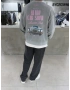 Gri Retro Yıkamalı Bisiklet Yaka Sweat