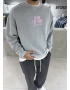 Gri Retro Yıkamalı Bisiklet Yaka Sweat