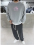 Gri Retro Yıkamalı Bisiklet Yaka Sweat