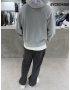 Gri Yıkamalı Oversize Kapüşonlu Sweatshirt
