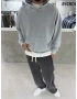 Gri Yıkamalı Oversize Kapüşonlu Sweatshirt