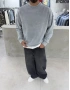 Gri Yıkamalı Sırt Detay Oversize Sweat