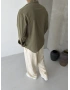 Haki Aura Keten Oversize Gömlek