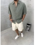 Haki Modal Kısa Kollu Oversize Gömlek