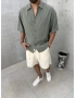 Haki Modal Kısa Kollu Oversize Gömlek