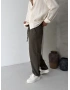 Haki Pileli Regular Keten Baggy