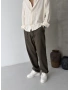 Haki Pileli Regular Keten Baggy