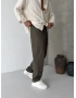 Haki Pileli Regular Keten Baggy