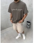 Haki X Baskılı Oversize T-shirt