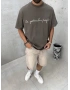 Haki X Baskılı Oversize T-shirt
