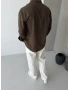 Kahve Aura Keten Oversize Gömlek