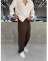 Kahve Kırınkıl Keten Bol Kalıp Baggy