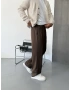 Kahve Pileli Kumaş Bol Kalıp Baggy Pantolon