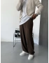 Kahve Pileli Kumaş Bol Kalıp Baggy Pantolon