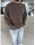 Kahve Yıkamalı Baskılı Oversize Sweat