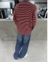 Kırmızı Çizgili Young Oversize Sweatshirt