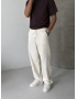 Krem Gabardin Ekstra Bol Baggy Pantolon