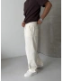 Krem Gabardin Ekstra Bol Baggy Pantolon