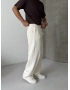 Krem Gabardin Ekstra Bol Baggy Pantolon