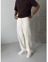 Krem Gabardin Ekstra Bol Baggy Pantolon