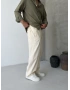 Krem Relaxed Keten Bol Kalıp Baggy