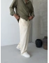 Krem Relaxed Keten Bol Kalıp Baggy