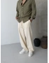 Krem Relaxed Keten Bol Kalıp Baggy