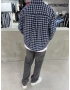 Lacivert Exclusıve Ekose Oversize Gömlek
