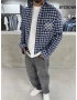 Lacivert Exclusıve Ekose Oversize Gömlek