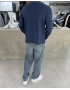 Lacivert Likralı Basic Sweat
