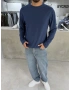 Lacivert Likralı Basic Sweat