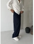 Lacivert Relaxed Keten Bol Kalıp Baggy