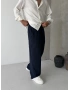 Lacivert Relaxed Keten Bol Kalıp Baggy