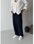 Lacivert Relaxed Keten Bol Kalıp Baggy