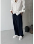 Lacivert Relaxed Keten Bol Kalıp Baggy