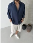 Lacivert Modal Oversize Gömlek