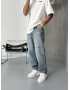 Mavi Cebi Nakışlı Baggy Jean