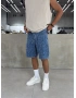 Mavi Desenli Bol Kalıp Denim Şort