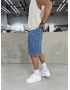 Mavi Desenli Bol Kalıp Denim Şort