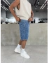 Mavi Desenli Bol Kalıp Denim Şort