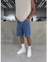 Mavi Desenli Bol Kalıp Denim Şort