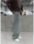 Mavi Eskitme İpli Baggy Jean