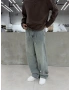 Mavi Eskitme İpli Baggy Jean